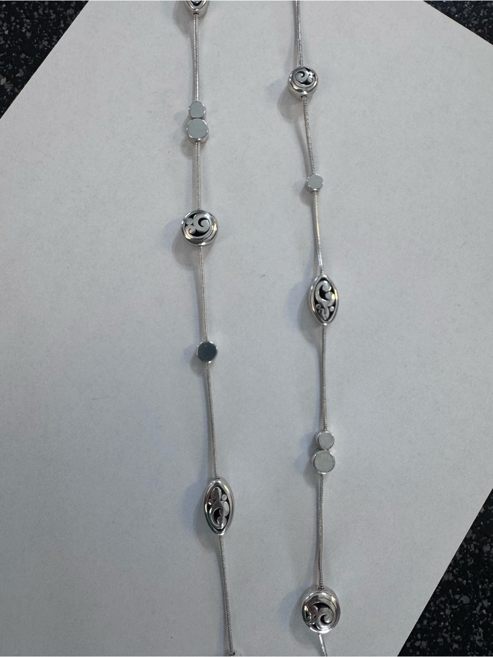 BRIGHTON Silver Tone Women's Long Station Necklace - Silver - Picture 3 of 6